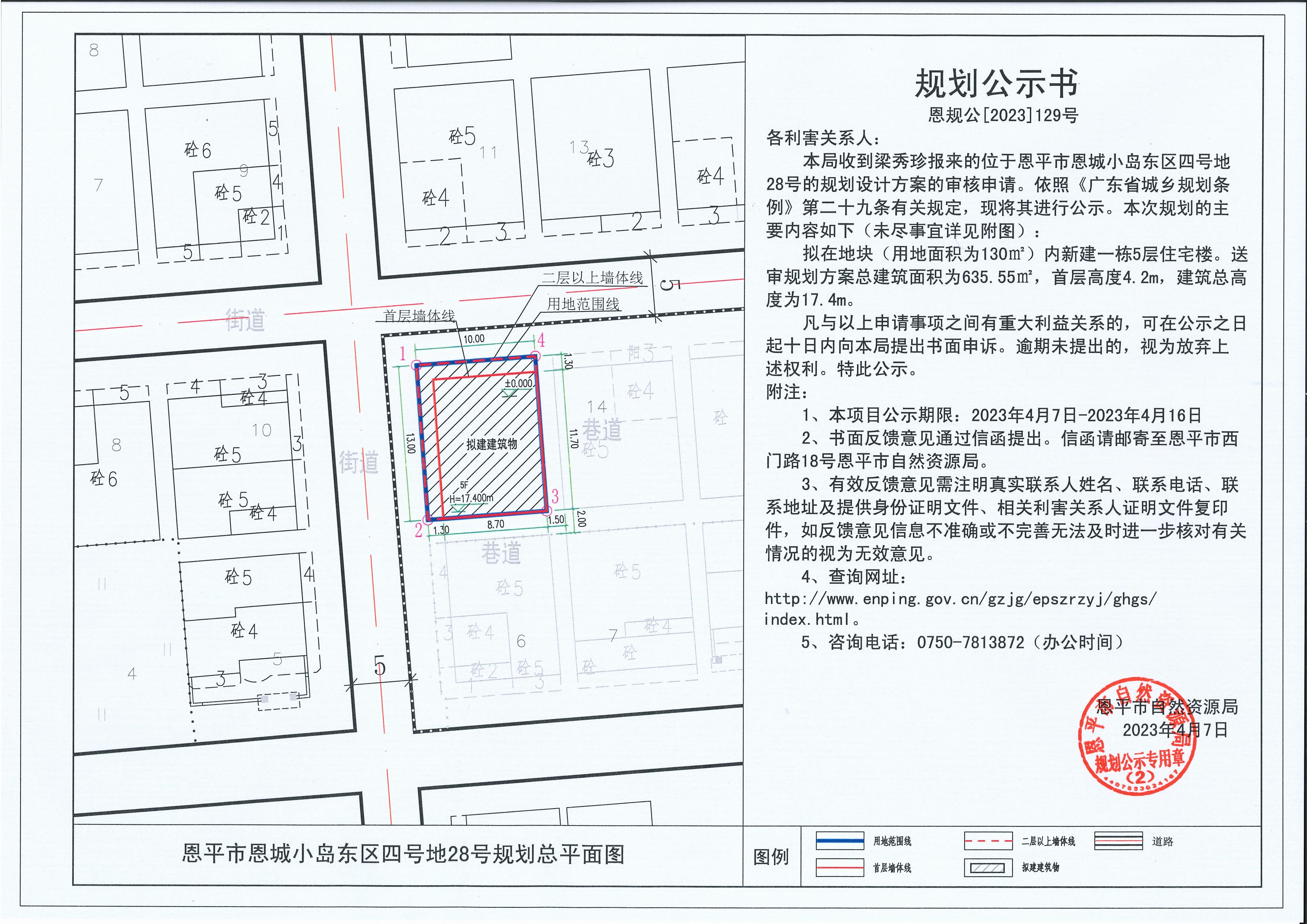 129.關于恩平市恩城小島東區(qū)四號地28號（梁秀珍）的規(guī)劃公示書_00.jpg