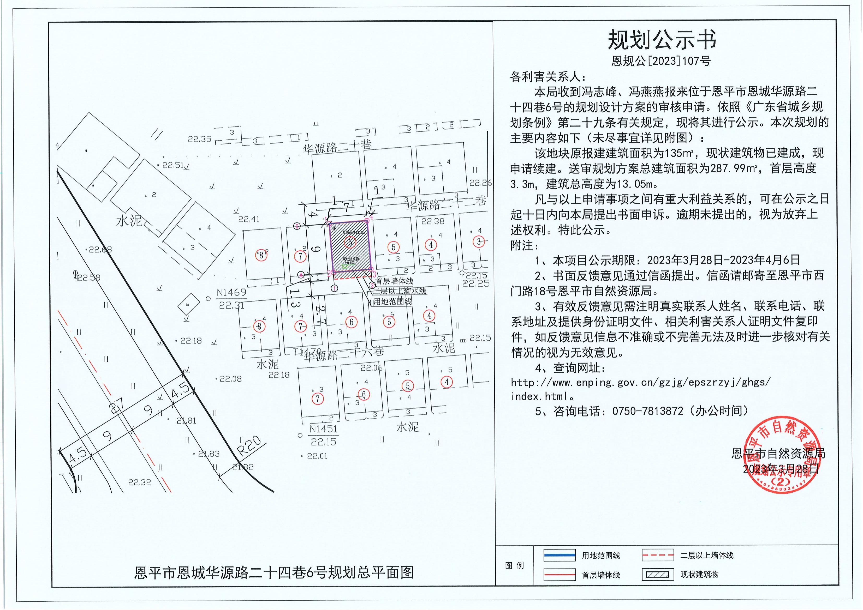 107.關(guān)于恩平市恩城華源路二十四巷6號(hào)（馮志峰、馮燕燕）的規(guī)劃公示書(shū)_00.jpg